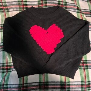 SHEIN Black Sweater with Pink Heart Accent